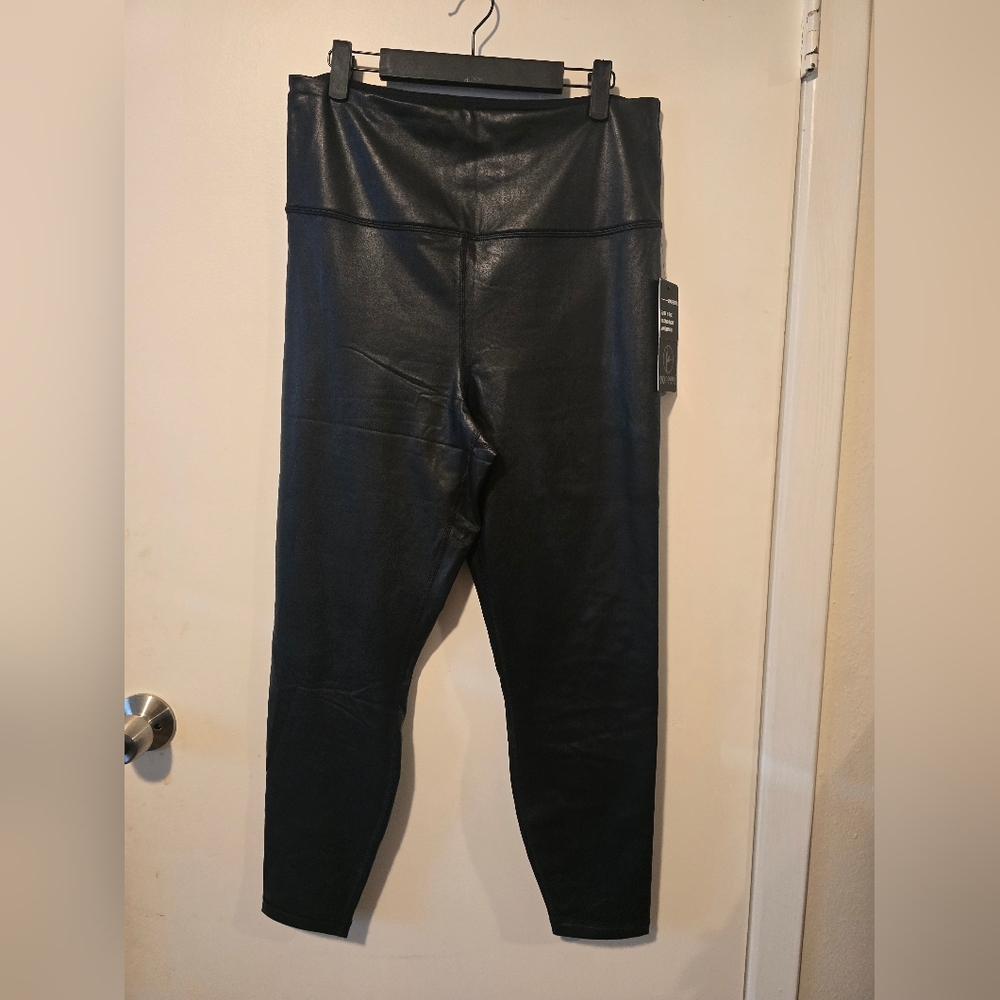 90 Degree By Reflex Super Hi Rise Leatherette Brushed Inside Leggings